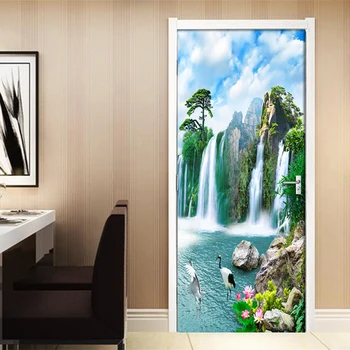 Cascada peisaj Marin 3D Ușa Autocolant de Perete Tablou Living, Dormitor cu Usa Tapet de Perete, Autocolante Auto-adeziv rezistent la apa Decor