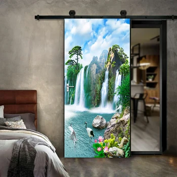 Cascada peisaj Marin 3D Ușa Autocolant de Perete Tablou Living, Dormitor cu Usa Tapet de Perete, Autocolante Auto-adeziv rezistent la apa Decor