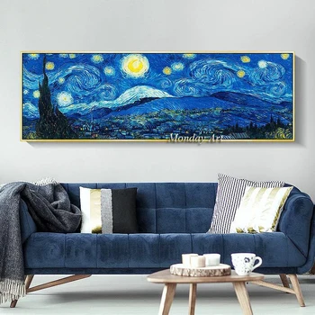 Elegant Poezia Noapte Înstelată de Vincent Van Gogh Celebrul Artist Arta Poster de Perete Tablou Panza Pictura in Ulei Acasă Decor de Perete