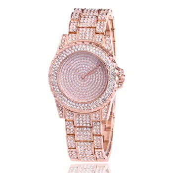 Moda Bling Ceas cu Diamante din Oțel Inoxidabil Femei Cuarț Ceas de mână Damele de Lux, Ceasuri de Aur Stras Reloj Mujer