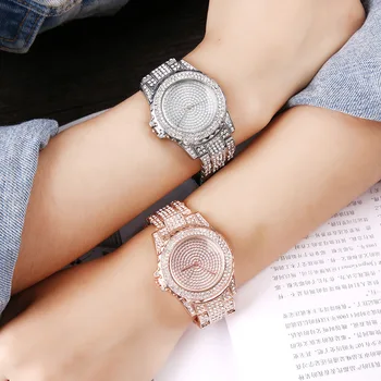 Moda Bling Ceas cu Diamante din Oțel Inoxidabil Femei Cuarț Ceas de mână Damele de Lux, Ceasuri de Aur Stras Reloj Mujer