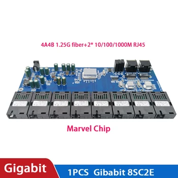 10/100/1000M 8 SC 2 RJ45 utp Gigabit Ethernet Ethernet Fiber Optic Media Converter 8 Port 1.25 G SC PCBA bord 5V3A