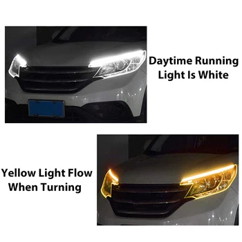 Masina DRL Daytime Running Light Alb Transforma Semnalul Galben Intermitent Luminile de Semnal de Bandă Ghid Bar Debit Ruleaza Faruri Auto Asamblare