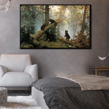 Animale moderne Postere si Printuri de Arta de Perete Panza Pictura Cerbi și Urși în Pădure Imaginile pentru Camera de zi de Perete Decor Acasă