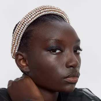 Complet Stras banda de Susținere pentru Femei Sclipitoare de Cristal Căptușit Hairband Usoara de Moda de Lux de Păr Cercuri veșminte de cap Accesorii de Par