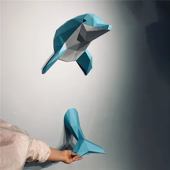 74cm 3D Delfin Drăguț Animale Creative Model din Hârtie DIY Puzzle Decorațiuni Realizate manual Cifrele de Acțiune Ambarcațiuni de Hârtie Cadou Jucării pentru Adulți