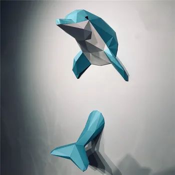 74cm 3D Delfin Drăguț Animale Creative Model din Hârtie DIY Puzzle Decorațiuni Realizate manual Cifrele de Acțiune Ambarcațiuni de Hârtie Cadou Jucării pentru Adulți