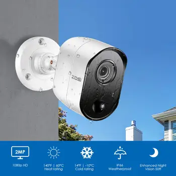 ZOSI 1080P Sistem CCTV 8CH DVR cu senzor PIR 4buc 1080P 2.0 MP Camere de supraveghere cu IR de exterior IP66 Acasă Supraveghere Video kit