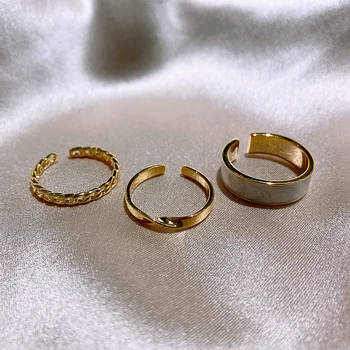 2020-coreean fierbinte moda bijuterii simplu runda a treia bucată de inel deschis alb picură ulei de femei de zi cu zi versatil inel