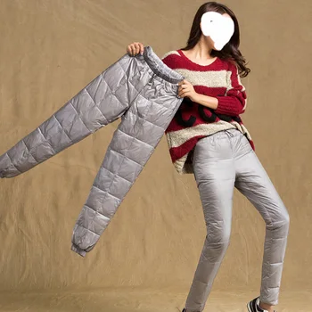 Cald Casual Femei Pantaloni cu 90% Alb Rață Jos Banda Elastica se Potrivesc Taie în aer liber Durabil pentru Iarna