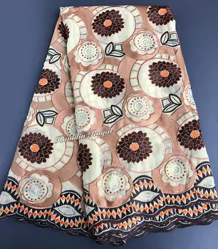 Cafea maro moale Africane Elvețian voile dantela Nigerian de cusut țesături pentru îmbrăcăminte sau biserica uniformă de 5 metri pe bucata