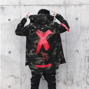 Moda Pentru Bărbați Veste De Camuflaj High Street X Imprimare Jachete Jacheta Haina Hip Hop Streetwear Casual Cu Gluga Jacheta Pilot Topuri Bărbați