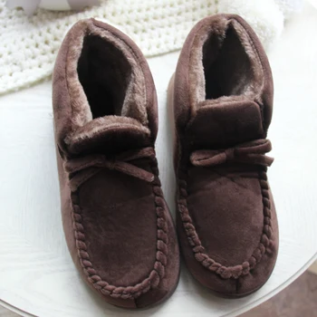 Femeile Podea Acasă Pantofi Moale De Înaltă Tăiat Cuplu Iubitor Gros De Pluș Anti-Alunecare Interior Cizme Pantofi Plus Dimensiune