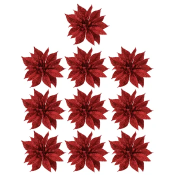 12Pcs Aur Sclipici Roșu Pandantiv Floare Ornament Pânză de Flori Artificiale Flori Agățat Decoratiuni Pentru Petrecerea de Nunta Layout