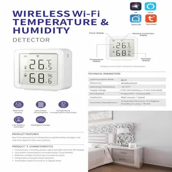 2021 WiFi Inteligent Acasă de Temperatură Senzor de Temperatură fără Fir cu Alarmă Inteligent consum Redus Detector App de Control Acasă Inteligent