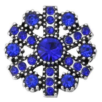 6pcs/lot Snap Butonul Bijuterii Albastru Stras Floare Butoane de Ajustare a se Potrivi 18mm Snap Brățări Brățări Bijuterii DIY