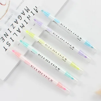 12 Buc/set Papetărie Japonez Zebra Fluorescente Marca de Stilou Drăguț Milkliner Pen Ușoară Pen Dubla Linie Condus Stilou de Evidențiere Culoare