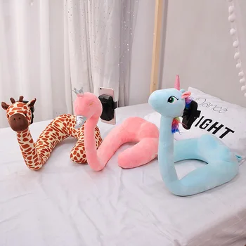 Unicorn Telefonul sta U-pernă în formă de jucării de pluș Drăguț Flamingo Girafa Jucării Umplute Somn Perna pentru prietena cadou