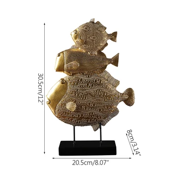 Europeană Aur Alb De Pește Statuie Mascota Sculptura Norocos Model În Miniatură Acasă Accesorii Decor Camera De Zi Cadouri