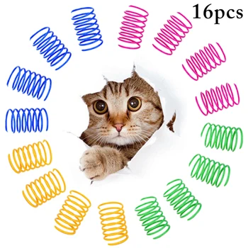 10/16PCS Cat de Primăvară Jucarii Interactive Plastic Colorat arc Spirala Jucărie Pisica Pisica Bobina Jucarie Pisica Amuzant Favoarea Muscatura de jucărie Jucării de Formare