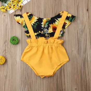 Copil nou-născut Fată de Primăvară Îmbrăcăminte de Vară, Recolta de Floarea-soarelui Topuri, Salopete pantaloni Scurți, Costume Adorabil Seturi 6-18 luni