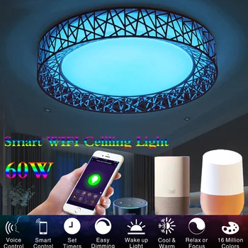 LED Lumina Plafon Smart WIFI Moderne Lampa de Dormitor, Camera de zi Iluminat 110V 220V Lucra Cu Alexa de Start Google Lumină LED-uri