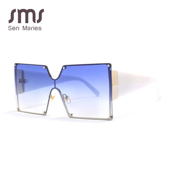 În 2020, Piața de Moda ochelari de Soare pentru Femei Brand Designer Supradimensionate Gradient Albastru Negru Una Bucata Ochelari de Soare Stil Nou Nuante UV400
