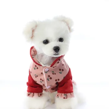 Iarna Cald Câine Haine Crizantema de Cires Stil Chinezesc animale de Companie Haine de Lână în Interiorul XS S M L XL