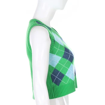 2020 Carouri Verde Tricotate pentru Femei Pulover Vesta de sex Feminin Stil Preppy Toamna Streetwear Strapless Tricotaje Casual Rezervor de Top