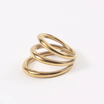 Triplet multistrat simplu inel pentru femei din oțel inoxidabil de culoare de aur hiperbola inel moda punk