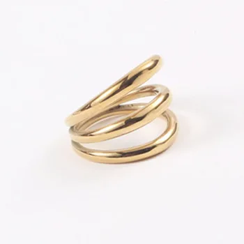 Triplet multistrat simplu inel pentru femei din oțel inoxidabil de culoare de aur hiperbola inel moda punk
