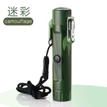 Rezistent la apa USB lampă Electrică Bricheta Windproof Bricheta Reîncărcabile cu Plasmă Camping Semnal de Primejdie Bricheta Lanterna Busola