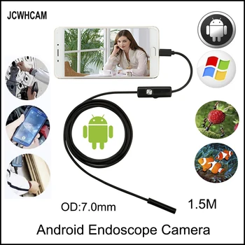 JCWHCAM Endoscop 7mm 1,5 M 2M 5M 3M Android Enoscope IP67 rezistent la apa Inspecție Borescope Șarpe Tub Cablu USB Endoscop cu Camera