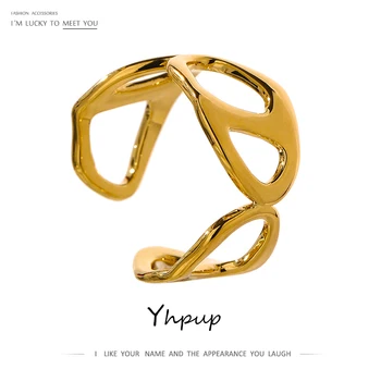 Yhpup Elegant Design Unic Geometrice De Deschidere Inel Declarație De Metal De Aur Femei Inel De Cupru Accesorii Bijuterii Anillos Mujer