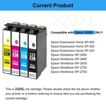 5 Black Pack Epson 220xl T220 cartus cerneala, Compatibil pentru Epson WorkForce WF-2630 WF-2650 WF-2660 XP-320 XP-420 de Cerneală de Imprimantă
