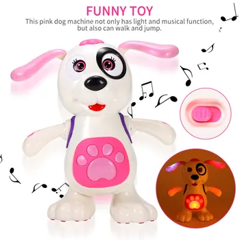 Montessori Jucării Roz Lumină Și Muzică Câine Creative Lumina LED-uri de Câine Jucării Luminoase Câine Drăguț Jucărie Pentru Copii Papusa Copil Ziua de nastere