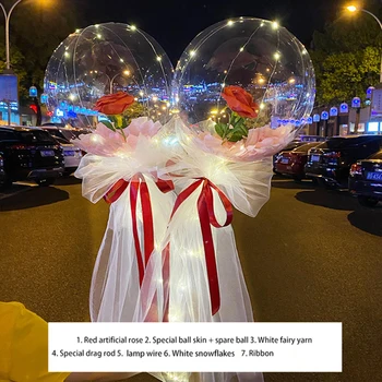 2 Seturi Balon de Plastic Sta CONDUS Baloane Decor Bobo Baloon Stick Sta Cu Trandafir pentru Strălucire Petrecere de Nunta de Craciun