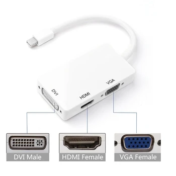 2 BUC/LOT ni DP la HDMI DVI VGA Adaptor 3 In 1 Hub DisplayPort 1080P adaptor Video Converter Pentru iMac Apple MacBook ProAir