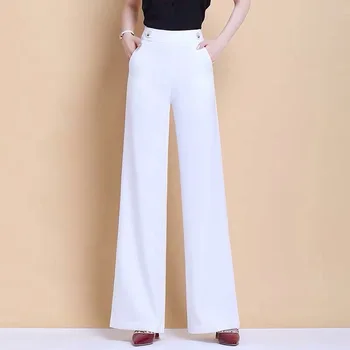 Liber Casual Alb Largi Picior Pantaloni Femei De Înaltă Wasit Elegant Stil Coreean Pantaloni Plus Dimensiune Femei Pantaloni Pantalon Femme