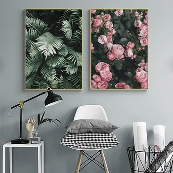 Bujor Floare Trandafir Panza Nordic Poster Botanică Stil Scandinav Print de Arta de Perete Decor Pictura Imagine pentru Camera de zi
