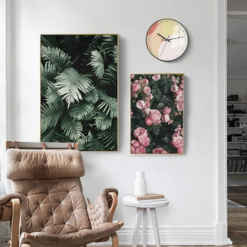 Bujor Floare Trandafir Panza Nordic Poster Botanică Stil Scandinav Print de Arta de Perete Decor Pictura Imagine pentru Camera de zi