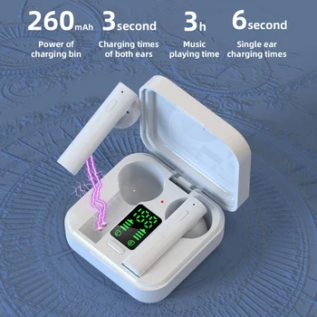 Dropshiping Bluetooth Căști cu încărcare cutie Adevărat Wireless Display Digital Stereo Sport Căști alb Pavilioane