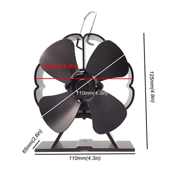 4 Lame Șemineu Fan Negru De Căldură Alimentat Aragaz Fan Log Arzător De Lemn Eco Liniștită, Șemineu Fan Acasă Eficient De Distribuție A Căldurii