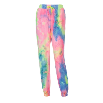 Neon tie dye joggeri înaltă talie pantaloni largi lungi femei pantaloni de trening pantaloni largi 2019 toamna iarna haine streetwear