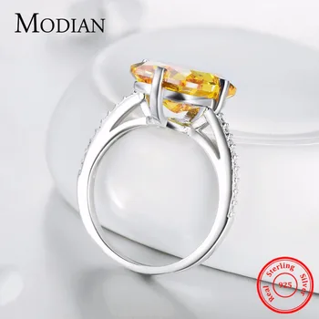 Modian Hot Argint 925 Galben Orbitor CZ Inel Pentru Femei de Logodna Lux-a Aniversare Degetul Bijuterii Bague Anel