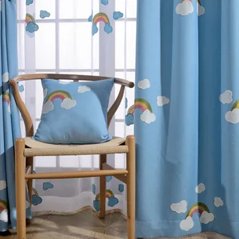 Marea mediterană coreean Umbrire Curcubeu Pânză de Desene animate pentru Copii Camera Plutitoare Fereastră Ecran Personalizate Perdele pentru Living Sala de Mese