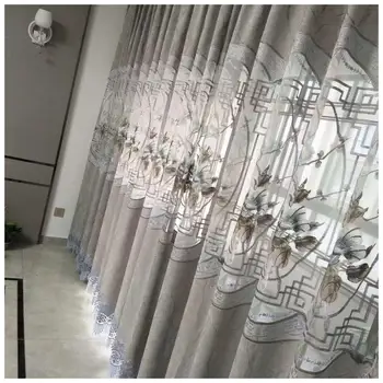 Chinezesc de lux, Jumătate-de Umbrire, Perdele Elegante, Brodate Țesături pentru perdele Pentru Camera de zi Dormitor Tratamente Fereastra Tul AG430#4