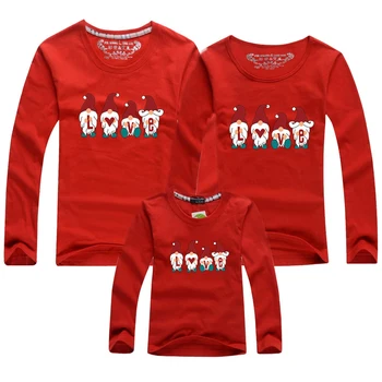 Familia de Crăciun de Familie Costume Potrivite pentru Adulți și Copii cu Maneca Lunga T-shirt Mama Și cu Mine Haine de Familie de Anul Nou Haine