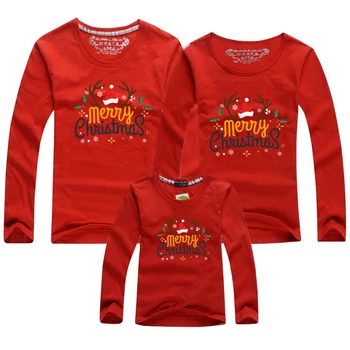 Familia de Crăciun de Familie Costume Potrivite pentru Adulți și Copii cu Maneca Lunga T-shirt Mama Și cu Mine Haine de Familie de Anul Nou Haine