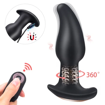 Anus un Vibrator Rotație Margele Masaj de Prostata Femei G-spot/Stimulare Clitoris Silicon Jucarii Sexuale fără Fir Vibrator Anal Fundul Prize